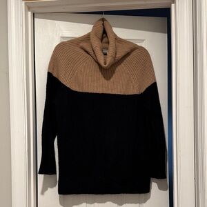 Two-Tone Cowl Neck 100% Cashmere Sweater